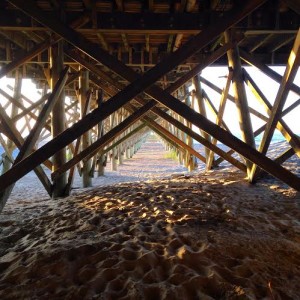 Under the boardwalk out on the sand