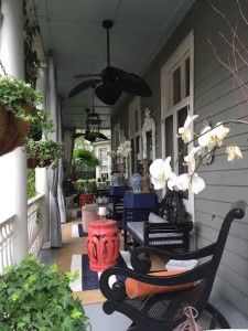 Gorgeous Southern front porch with fans and rockers