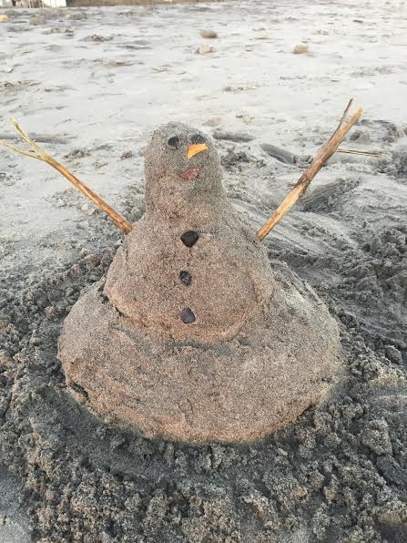 Snowman in the sand