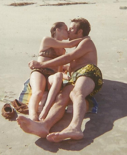 Couple Kissing at IOP - 1973